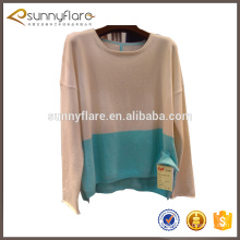 2017 Ladies two colour round neck knit cashmere pullover